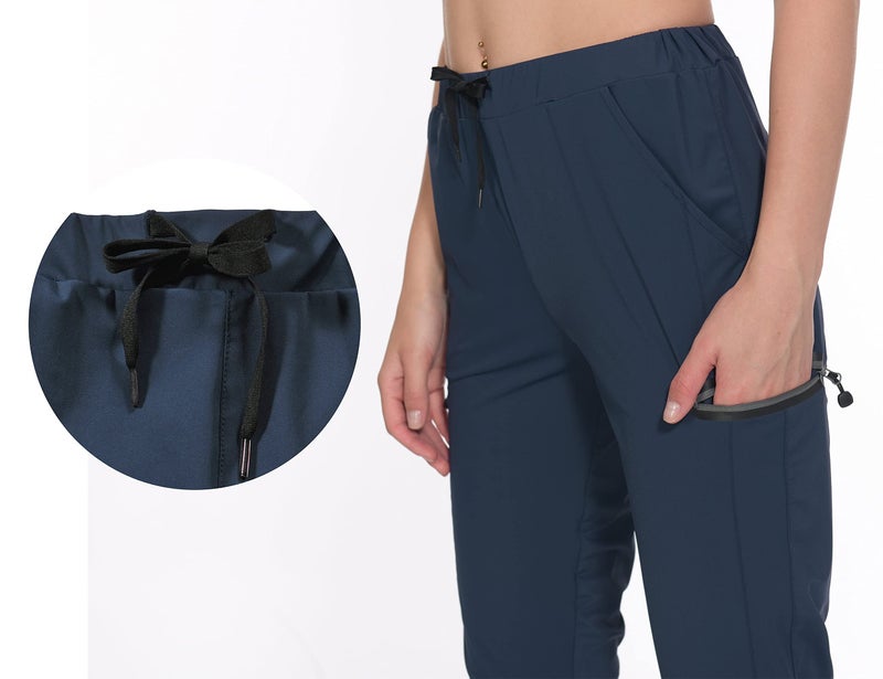 Little Donkey Andy Women's Ultra-Stretch Quick Dry Lightweight Ankle Pants Drawstring Active Travel Hiking Navy L - Image 4
